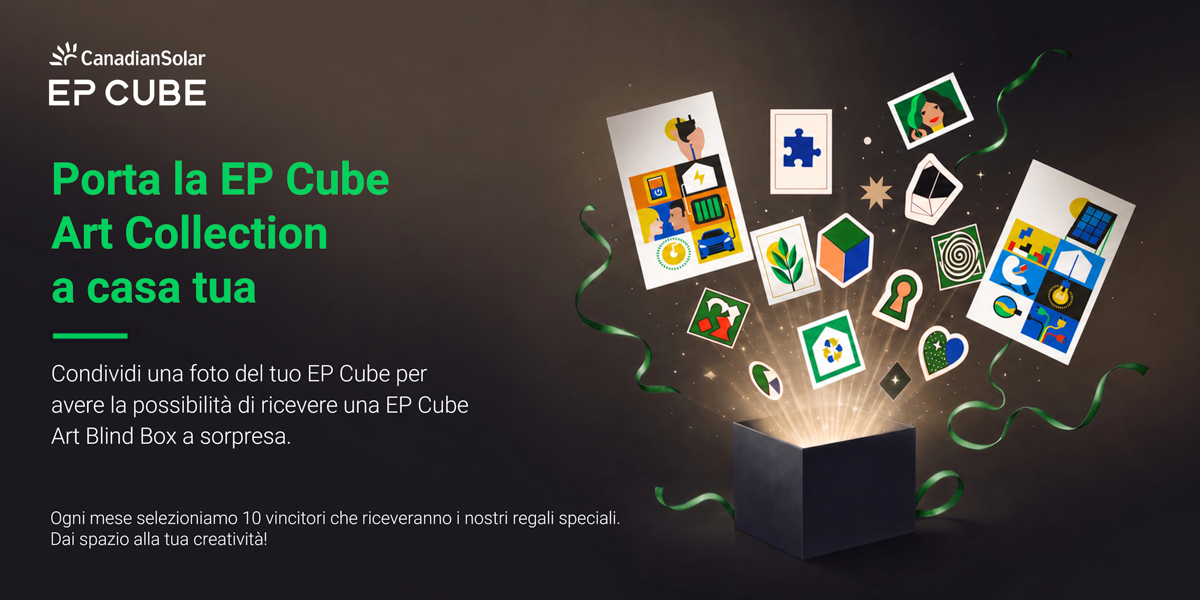 Poster EP Cube 'Unlock Your Wonder Cube' che promuove il concorso fotografico per vincere una EP Cube Art Blind Box.